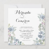 Rustic Eucalyptus Dusty Blue Wedding Uitnodiging (Voorkant)