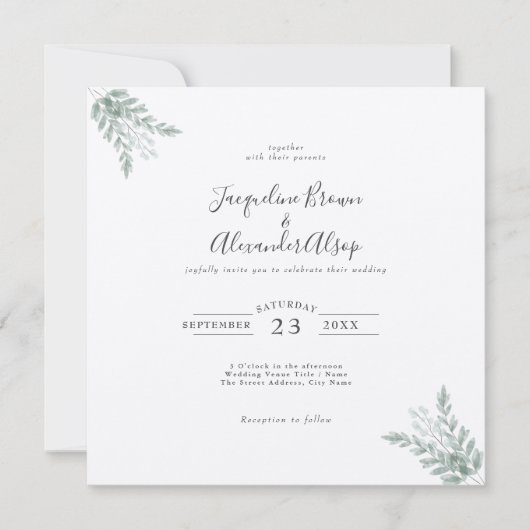 Rustic Eucalyptus Eco Friendly Kraft Paper Wedding (Voorkant)