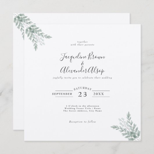 Rustic Eucalyptus Eco Friendly Kraft Paper Wedding (Voorkant / Achterkant)