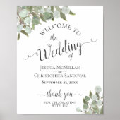 Rustic Eucalyptus Elegant Wedding Welcome Sign Poster (Voorkant)