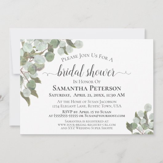 Rustic Eucalyptus en Greenery Vrijgezellenfeest Kaart (Voorkant)