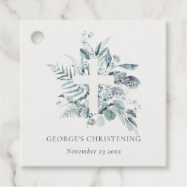 Rustic Eucalyptus Fern Foliage Cross Christening Bedankjes Labels