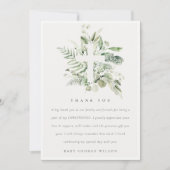 Rustic Eucalyptus Fern Foliage Cross Christening Bedankkaart (Voorkant)