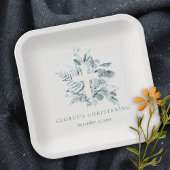 Rustic Eucalyptus Fern Foliage Cross Christening Papieren Bordje