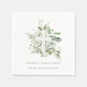 Rustic Eucalyptus Fern Foliage Cross Christening Servet (Voorkant)