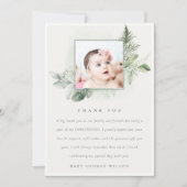 Rustic Eucalyptus Fern Foliage Foto Christening Bedankkaart (Voorkant)