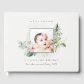 Rustic Eucalyptus Fern Foliage Foto Christening Gastenboek (Voorkant)