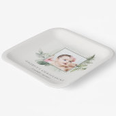 Rustic Eucalyptus Fern Foliage Foto Christening Papieren Bordje (Gebogen)