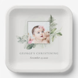 Rustic Eucalyptus Fern Foliage Foto Christening Papieren Bordje