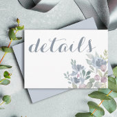 Rustic Eucalyptus Floral Dusty Blue Wedding Informatiekaartje