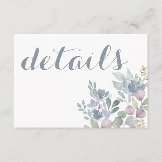 Rustic Eucalyptus Floral Dusty Blue Wedding Informatiekaartje (Voorkant)