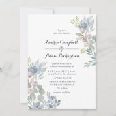 Rustic Eucalyptus Floral Dusty Blue Wedding Kaart (Voorkant)