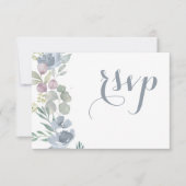 Rustic Eucalyptus Floral Dusty Blue Wedding RSVP Kaartje (Voorkant)