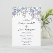 Rustic Eucalyptus & Floral Paars Wedding Invite Kaart (Staand voorkant)