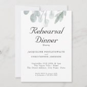 Rustic Eucalyptus Floral Wedding Rehearsal Dinner Kaart (Voorkant)
