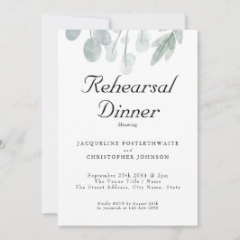 Rustic Eucalyptus Floral Wedding Rehearsal Dinner Kaart