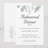 Rustic Eucalyptus Floral Wedding Rehearsal Dinner Kaart (Voorkant / Achterkant)