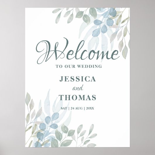 Rustic Eucalyptus Foliage Weddenschap Welkom Poster (Voorkant)
