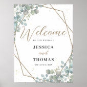 Rustic Eucalyptus Foliage Weddenschap Welkom Poster (Voorkant)