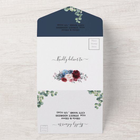 Rustic Eucalyptus foliage Wedding (geen ENV nodig) All In One Uitnodiging (Buitenkant)