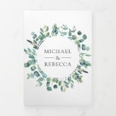 Rustic Eucalyptus Foto allemaal in één QR Code Wed Drieluik Uitnodiging (Cover)