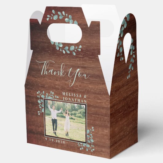 Rustic Eucalyptus Foto botanisch olievraagje Bedankdoosjes (Geopend)