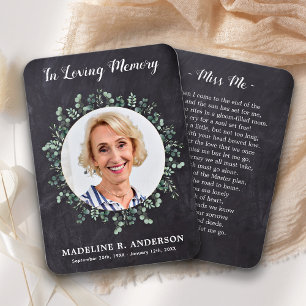 Rustic Eucalyptus Foto Zijdergedenkteken Kaart geb