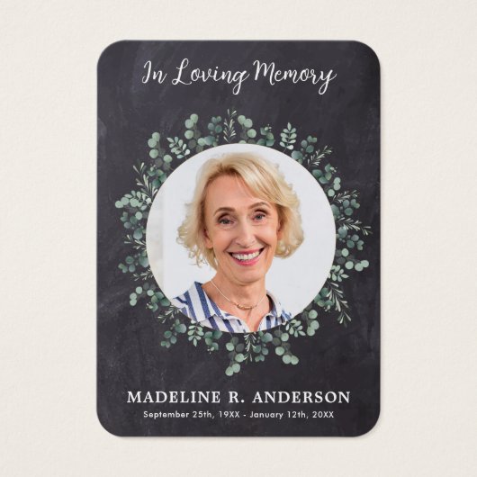 Rustic Eucalyptus Foto Zijdergedenkteken Kaart geb (Voorkant)