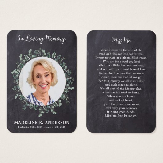 Rustic Eucalyptus Foto Zijdergedenkteken Kaart geb