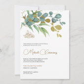 Rustic Eucalyptus Gold Branch Islamic Mehndi Kaart (Voorkant)