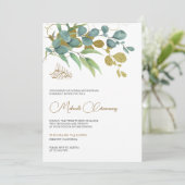 Rustic Eucalyptus Gold Branch Islamic Mehndi Kaart (Staand voorkant)