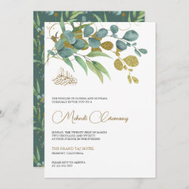 Rustic Eucalyptus Gold Branch Islamic Mehndi Kaart