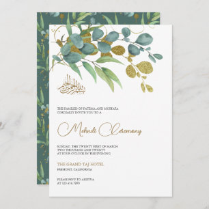 Rustic Eucalyptus Gold Branch Islamic Mehndi Kaart