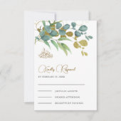 Rustic Eucalyptus Gold Branch Islamic Wedding RSVP Kaartje (Voorkant)