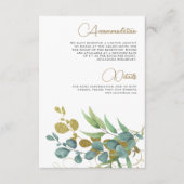 Rustic Eucalyptus Gold Branch Wedding - Gegevens Informatiekaartje (Voorkant)