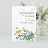 Rustic Eucalyptus Gold Branch Wedding - Gegevens Informatiekaartje (Staand voorkant)
