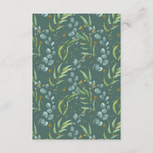 Rustic Eucalyptus Gold Branch Wedding - Gegevens Informatiekaartje (Achterkant)