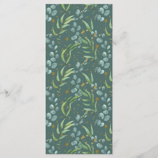 Rustic Eucalyptus Gold Branch Wedding - Gegevens Menu (Achterkant)