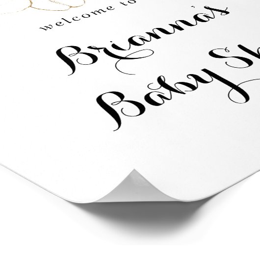 Rustic Eucalyptus Gold Floral Baby shower Welkom Poster (Hoek)