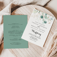 Rustic Eucalyptus Gold Floral Front & Back Wedding