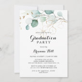 Rustic Eucalyptus Gold Floral Gradual Party Kaart (Voorkant)
