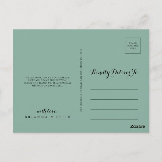 Rustic Eucalyptus Gold Floral Hartelijk dank Briefkaart (Achterkant)