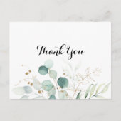Rustic Eucalyptus Gold Floral Hartelijk dank Briefkaart (Voorkant)