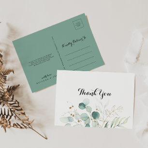 Rustic Eucalyptus Gold Floral Hartelijk dank Briefkaart