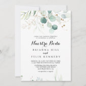 Rustic Eucalyptus Gold Floral Nuestra Boda Wedding Kaart (Voorkant)