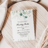 Rustic Eucalyptus Gold Floral Nuestra Boda Wedding Kaart