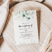 Rustic Eucalyptus Gold Floral The Wedding of Kaart