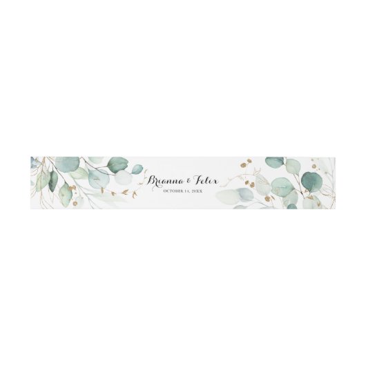 Rustic Eucalyptus Gold Floral Weddenschap Uitnodigingen Wikkel (Vlak)