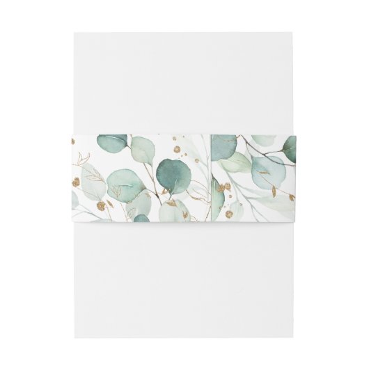 Rustic Eucalyptus Gold Floral Weddenschap Uitnodigingen Wikkel (Achterkant Voorbeeld)