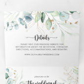 Rustic Eucalyptus Gold Floral Wedding of Drieluik Uitnodiging (Binnenzijde eerst)
